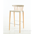 Original Plastic Barstool With Wood Leg Coffee Chair